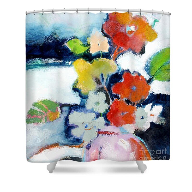 Flowers Shower Curtain featuring the painting Flower Vase No.1 by Michelle Abrams