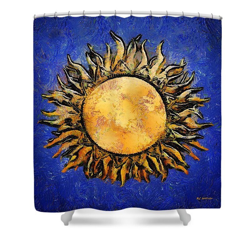 Sun Shower Curtain featuring the painting Flowering Sun by RC DeWinter