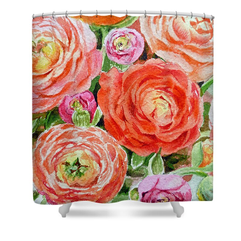 Rose Shower Curtain featuring the painting Flowers Flowers Flowers by Irina Sztukowski