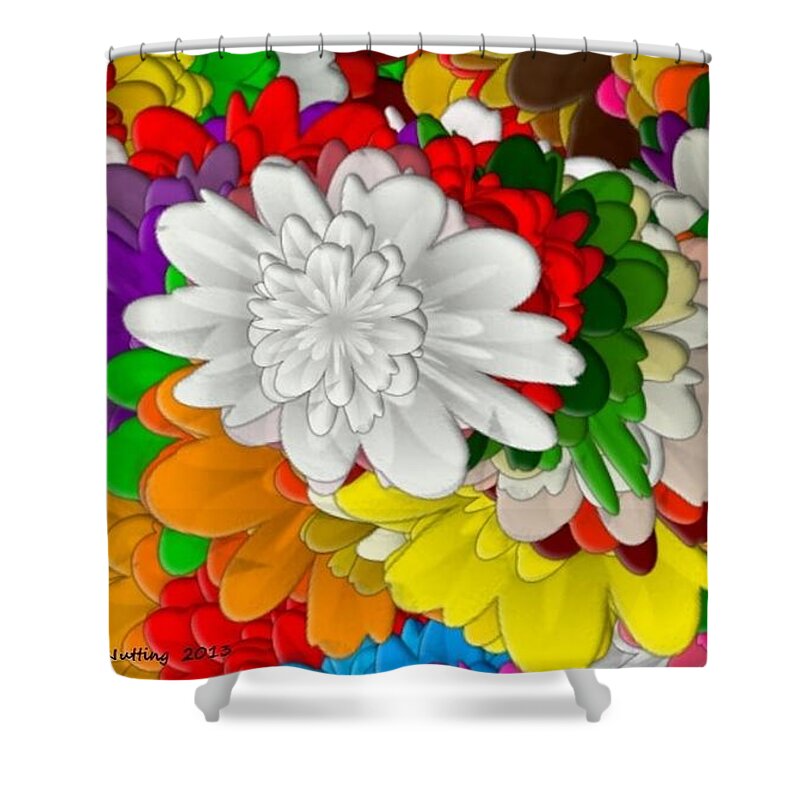 Abstract Shower Curtain featuring the painting Flowing Flowers by Bruce Nutting