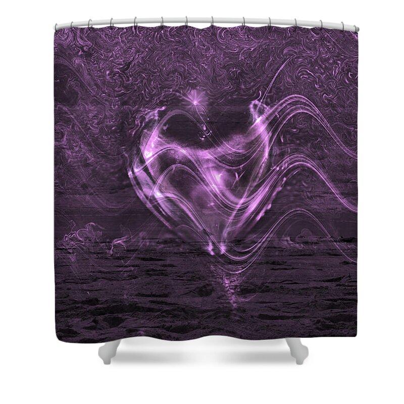 Flowing Heart Shower Curtain featuring the digital art Flowing Heart by Linda Sannuti