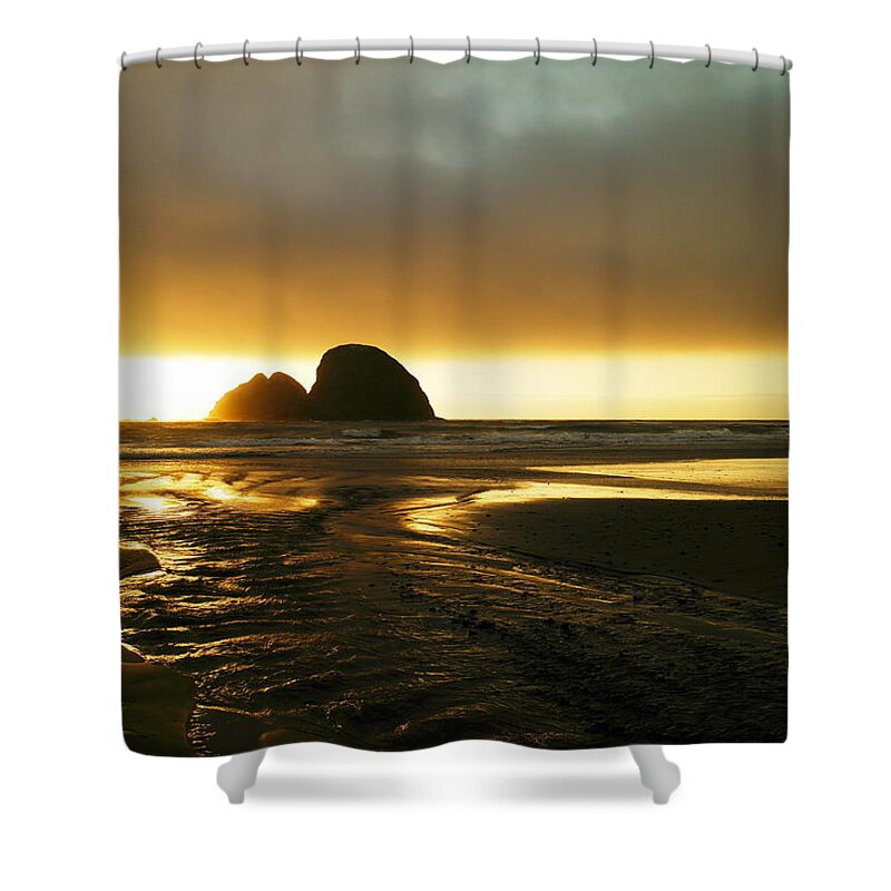 Ocean Shower Curtain featuring the photograph Flowing Into The Ocean by Jeff Swan