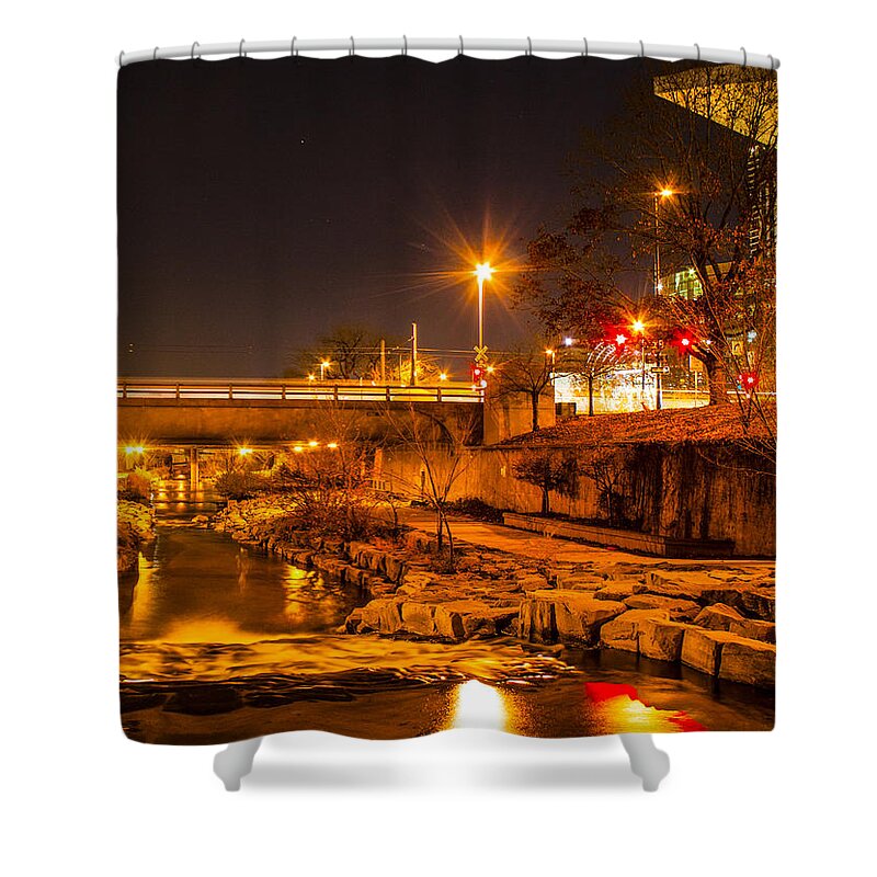 Outdoors Shower Curtain featuring the photograph Flowing through downtown by Angus HOOPER III