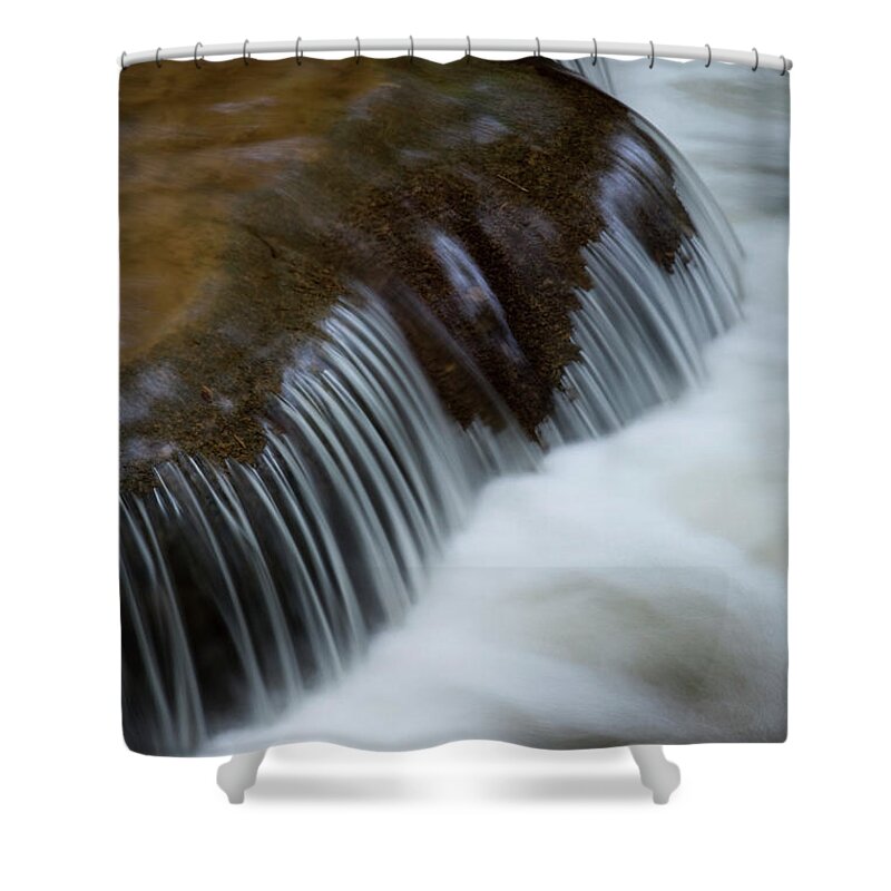 Scenics Shower Curtain featuring the photograph Flowing Water Near Pha Tad Waterfall by Holger Leue