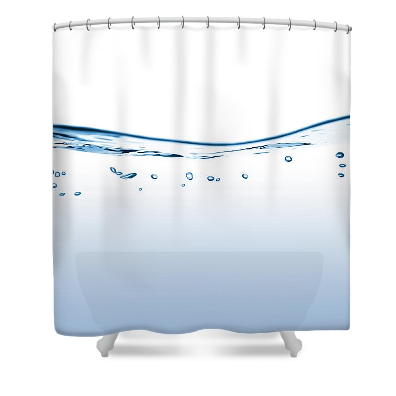 Water's Edge Shower Curtain featuring the photograph Flowing Water With Bubbles by Funky-data