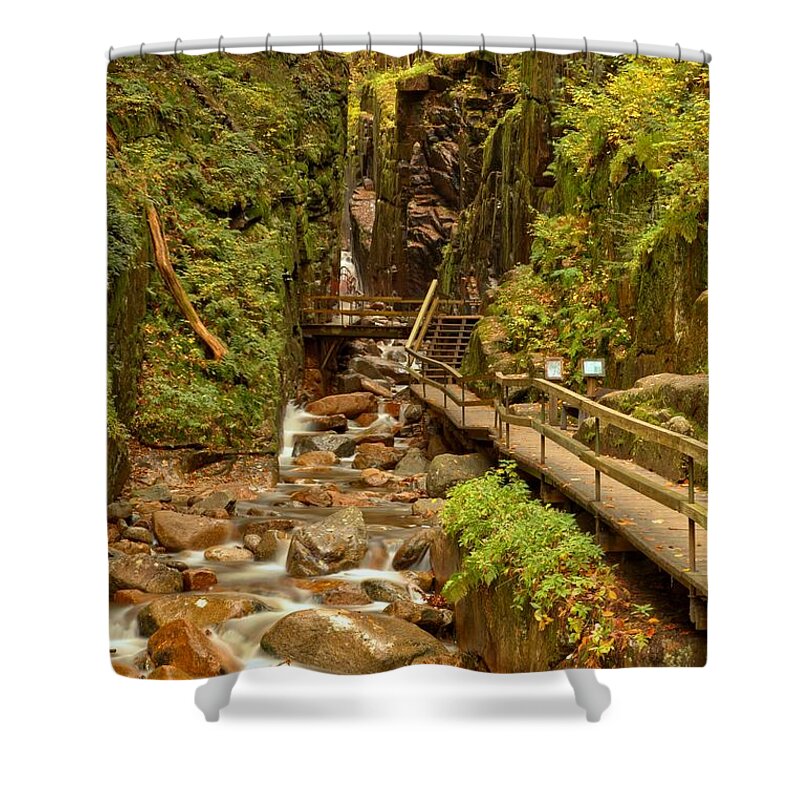 Flume Gorge Shower Curtain featuring the photograph Flume Gorge At Franconia Notch by Adam Jewell
