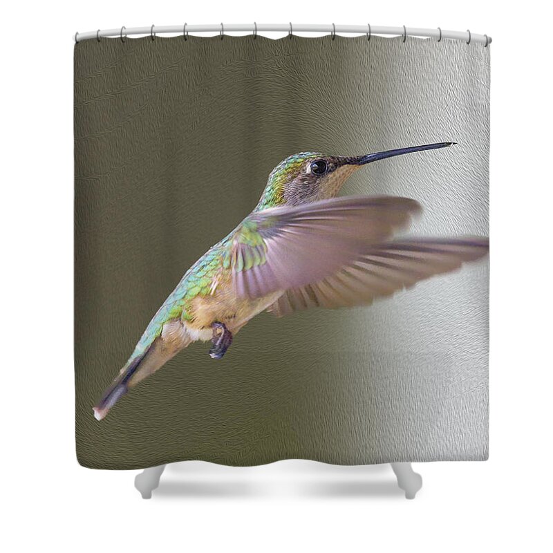 Hummingbird Shower Curtain featuring the photograph Flutter Hummer by Bill and Linda Tiepelman