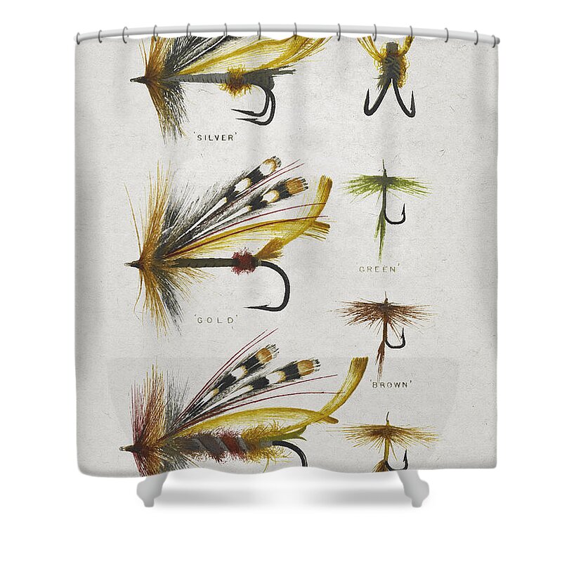 Fly Fishing Flies Shower Curtain by Aged Pixel - Pixels