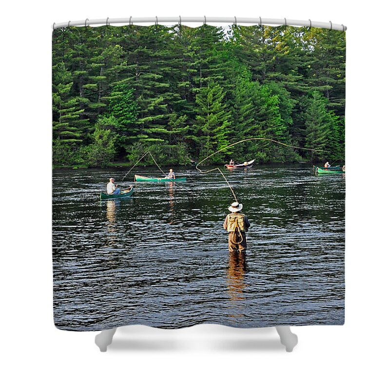 Fly Fishing Shower Curtain featuring the photograph Fly Fishing West Penobscot River Maine by Glenn Gordon