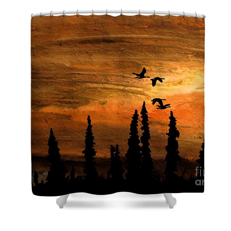 Pastel Shower Curtain featuring the painting Flying Low by R Kyllo