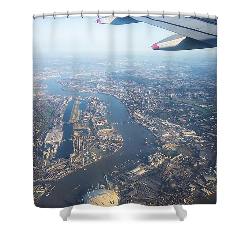 England Shower Curtain featuring the photograph Flying Over London by Georgeclerk