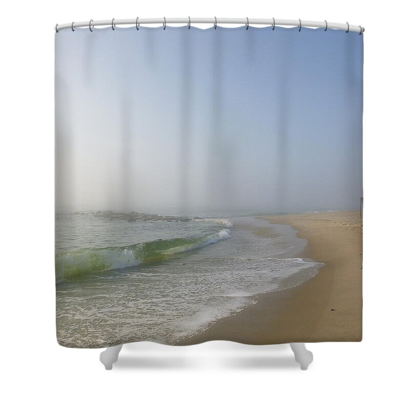 Waves Shower Curtain featuring the photograph Fog and blue sky 2 by Ellen Paull