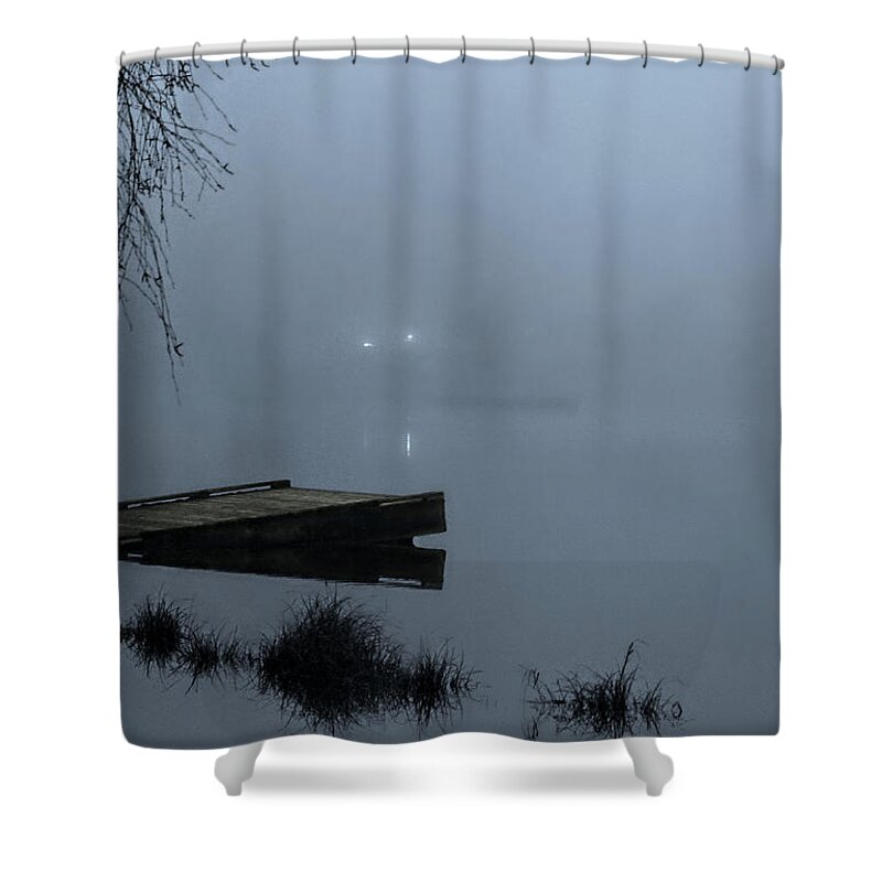 Fog Shower Curtain featuring the photograph Fog On The Lake by Jeanette C Landstrom