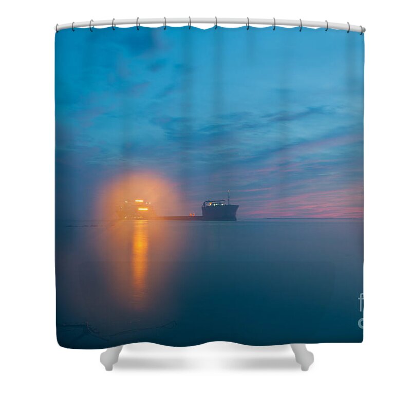 Fog Shower Curtain featuring the photograph Fog over Charleston Harbor by Dale Powell