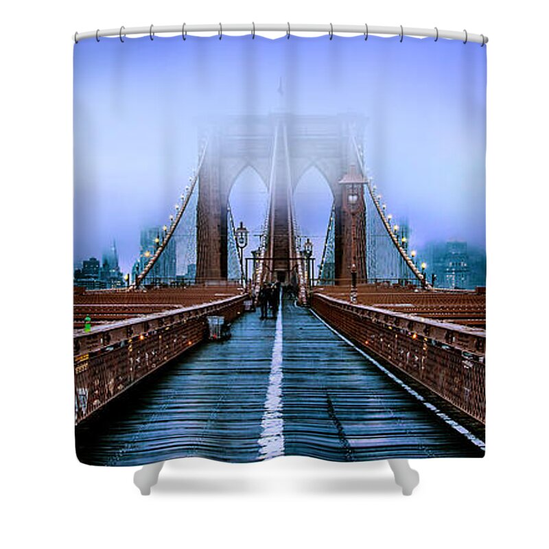 Brooklyn Bridge Shower Curtain featuring the photograph Fog Over The Brooklyn by Az Jackson