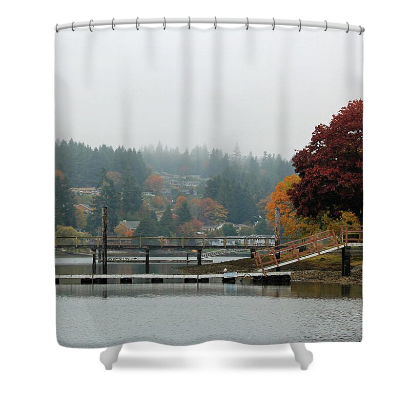 Gig Harbor Shower Curtain featuring the photograph Foggy Day in October by E Faithe Lester