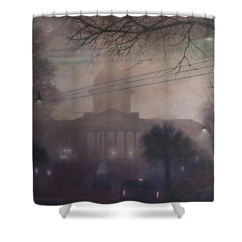 Dome Shower Curtain featuring the painting Foggy Dome by Blue Sky