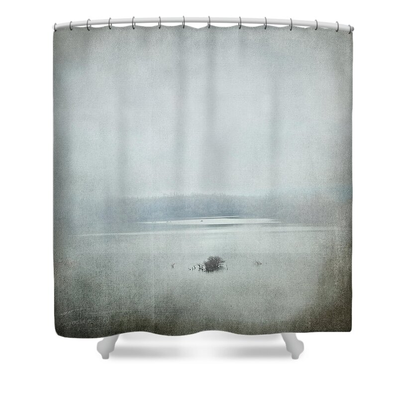 Abstract Nature Art Shower Curtain featuring the photograph Foggy River by Jai Johnson