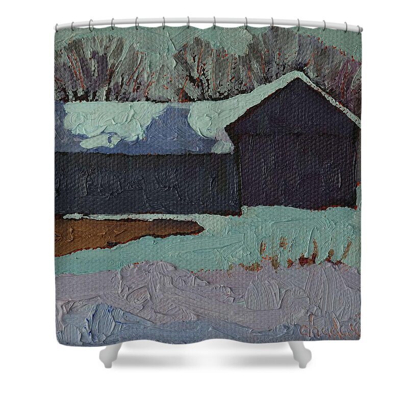 Chadwick Shower Curtain featuring the painting Foley Mountain Farm by Phil Chadwick