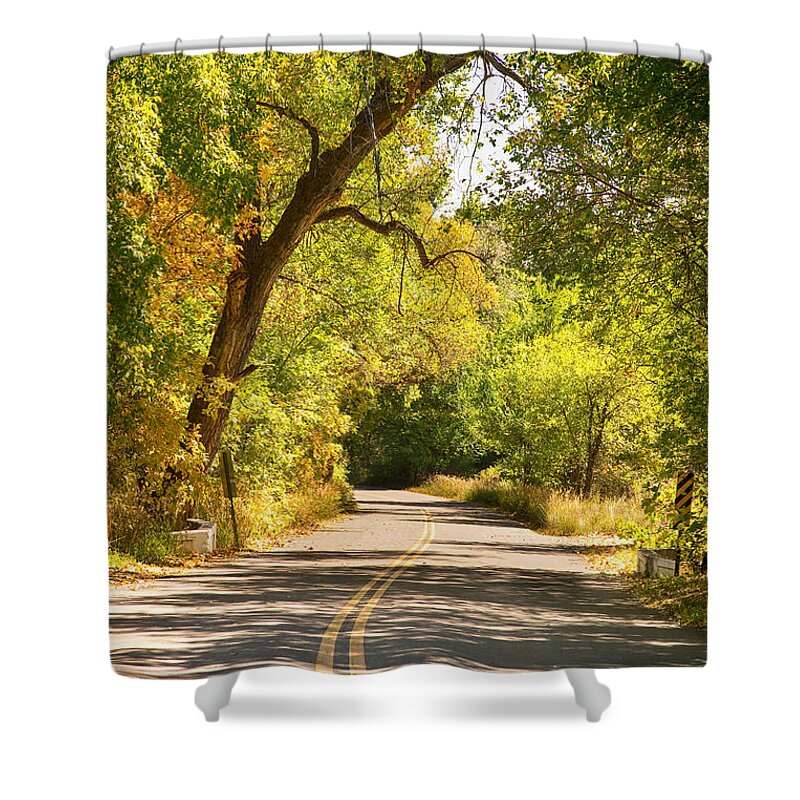 Colorado Shower Curtain featuring the photograph Follow the Yellow Lines by James BO Insogna