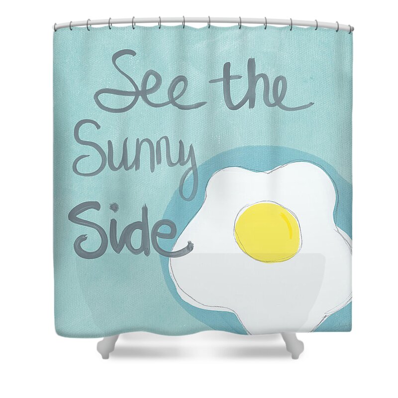 Egg Shower Curtain featuring the painting Food- Kitchen Art- Eggs- Sunny Side Up by Linda Woods