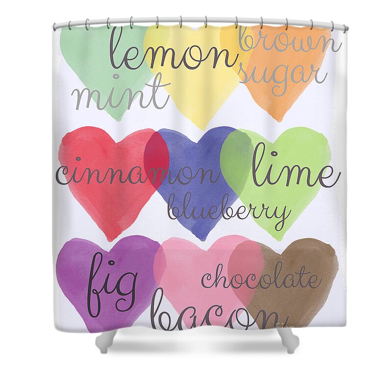 Love Shower Curtain featuring the painting Foodie Love by Linda Woods