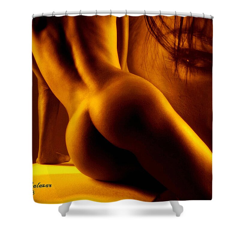 Art Shower Curtain featuring the digital art For your eyes only by Rafael Salazar