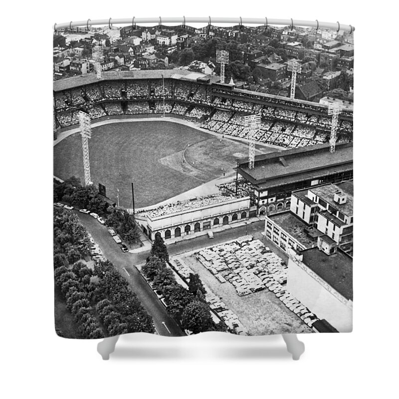 1950s Shower Curtain featuring the photograph Forbes Field In Pittsburgh by Underwood Archives