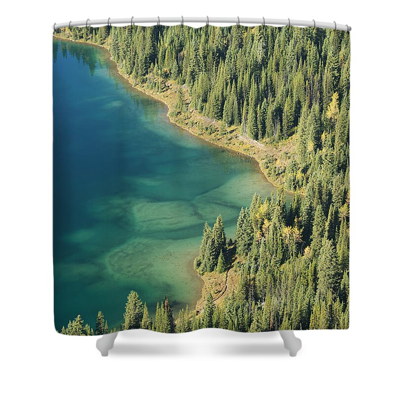 Feb0514 Shower Curtain featuring the photograph Forest And Cerulean Lake At Mt by Kevin Schafer