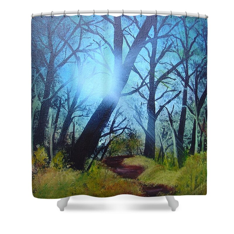 Painting Shower Curtain featuring the painting Forest Sunlight by Charles and Melisa Morrison