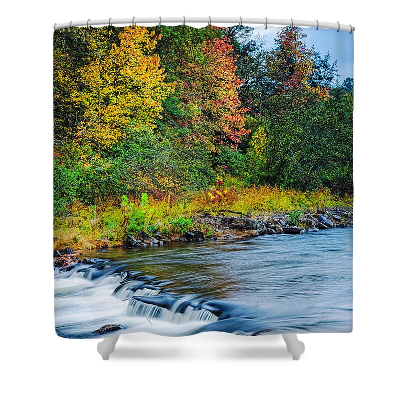 Fall Colors Shower Curtain featuring the photograph Foretelling of a Storm Beaver's Bend Broken Bow Fall Foliage by Silvio Ligutti