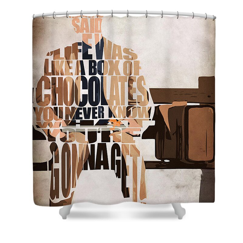 Forrest Gump Shower Curtain featuring the painting Forrest Gump - Tom Hanks by Inspirowl Design