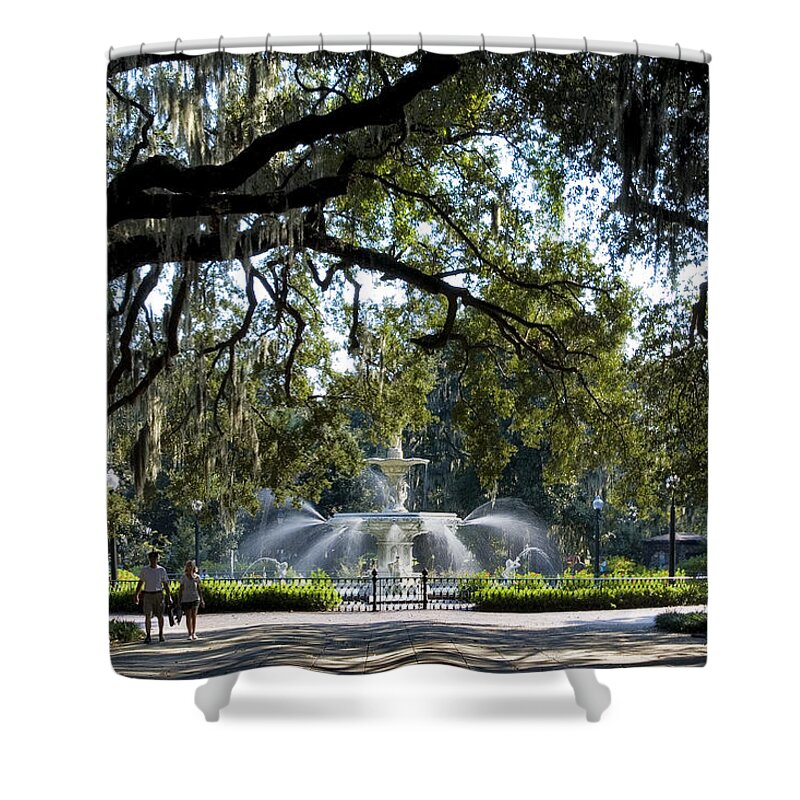 Savannah Shower Curtain featuring the photograph Forsythe Park by Diana Powell