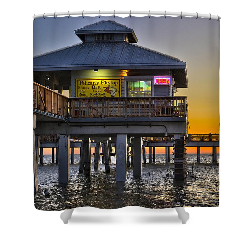 Piers Shower Curtain featuring the photograph Fort Myers Beach Pier 4 by Timothy Lowry
