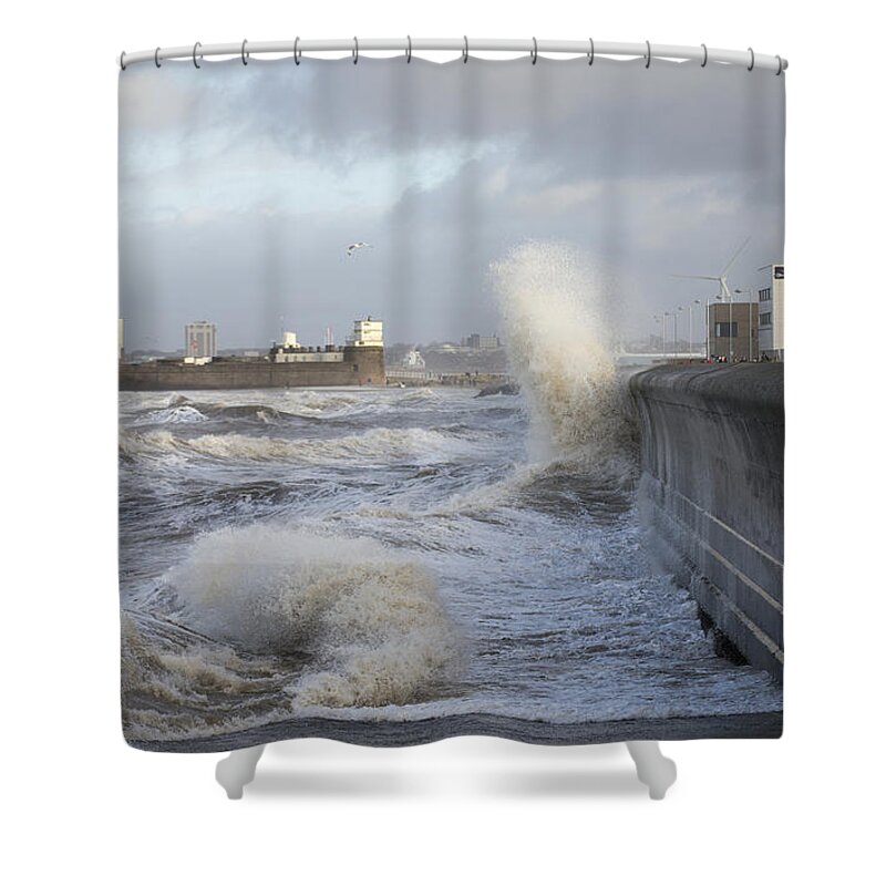 Fort Perch Shower Curtain featuring the photograph Fort Perch Waves by Spikey Mouse Photography