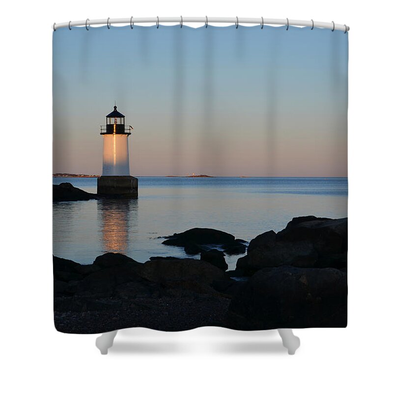 Salem Shower Curtain featuring the photograph Fort Pickering Lighthouse Winter Island Salem MA by Toby McGuire