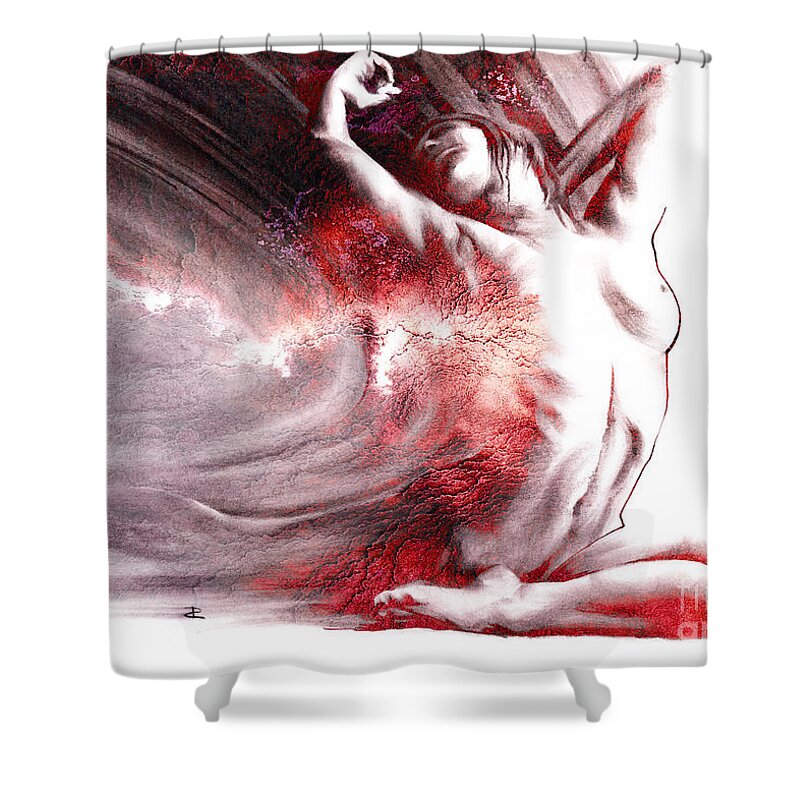 Chiaroscuro Shower Curtain featuring the drawing Fount iv textured by Paul Davenport