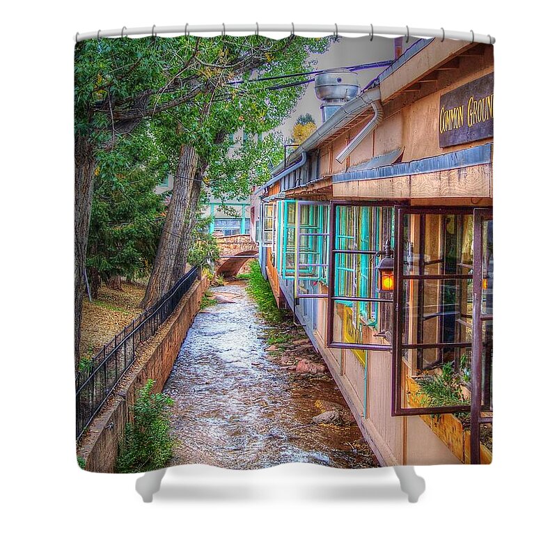 Manitou Shower Curtain featuring the photograph Fountain Creek Behind The Avenue by Lanita Williams