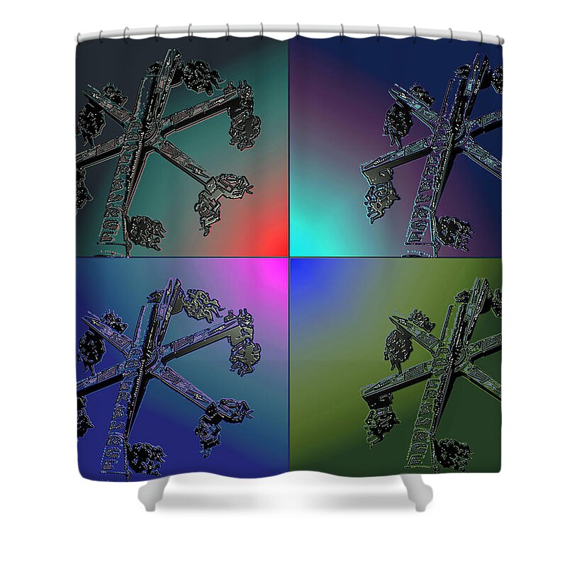 Red Shower Curtain featuring the digital art Four Stars by John Holfinger