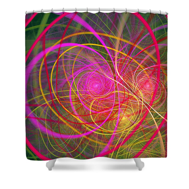 Abstract Shower Curtain featuring the digital art Fractal - Abstract - Loopy Doopy by Mike Savad