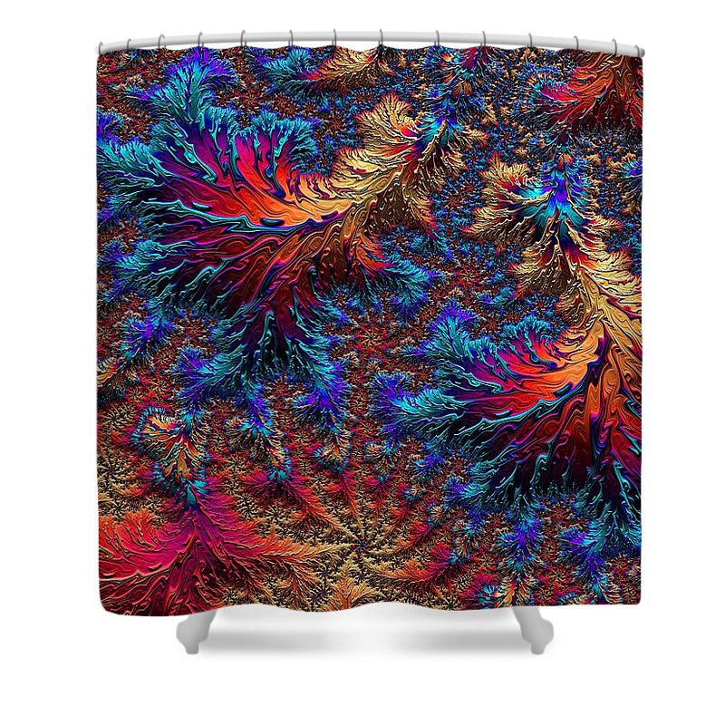 Surreal Shower Curtain featuring the digital art Fractal Jewels Series - Beauty on Fire II by Susan Maxwell Schmidt
