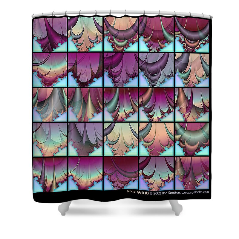Blue Shower Curtain featuring the digital art Fractal Quilt 3 by Ann Stretton