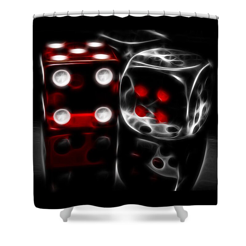 Dice Shower Curtain featuring the photograph Fractalius Dice by Shane Bechler