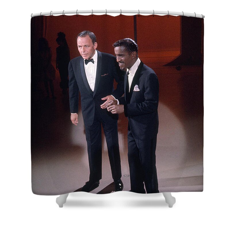 Frank Sinatra Shower Curtain featuring the photograph Frank Sinatra And Sammy Davis, Jr by John Bryson