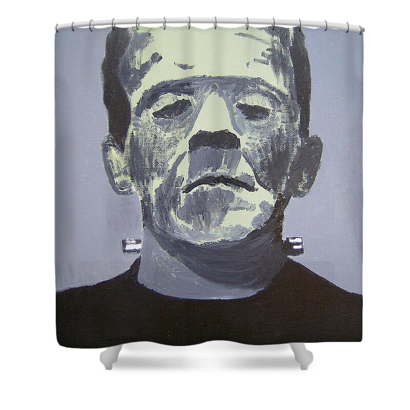 Frankenstein Monster Shower Curtain featuring the painting Frankenstein by Dan Twyman