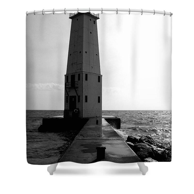Lighthouse Shower Curtain featuring the photograph Frankfort Michigan Lighthouse ll by Michelle Calkins