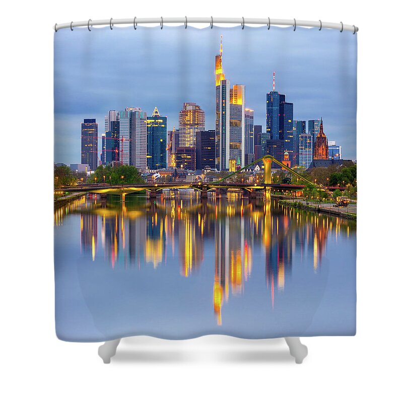 Water's Edge Shower Curtain featuring the photograph Frankfurt Am Main Skyline, Germany by Chrishepburn