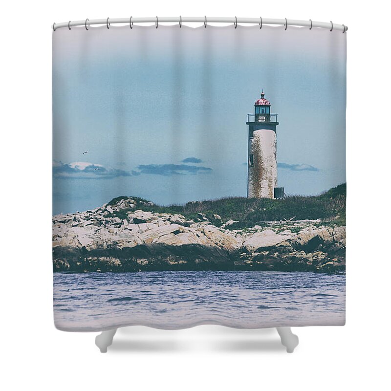 Franklin Island Lighthouse Shower Curtain featuring the photograph Franklin Island LIghthouse by Karol Livote