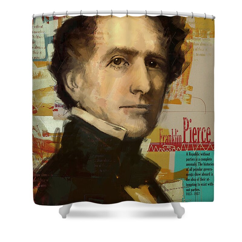 John Tyler Shower Curtain featuring the painting Franklin Pierce by Corporate Art Task Force