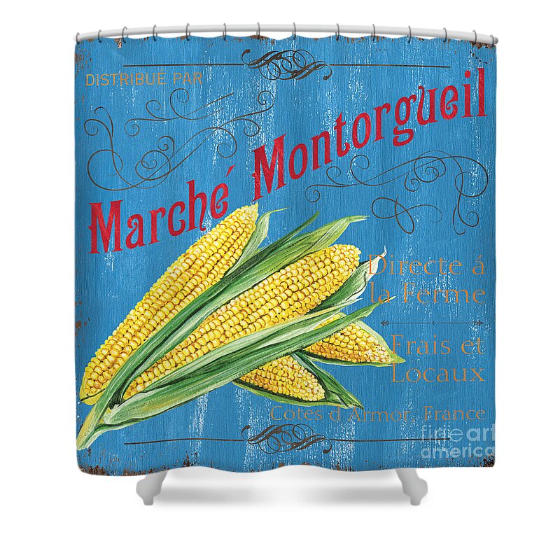 Market Shower Curtain featuring the painting French Market Sign 2 by Debbie DeWitt
